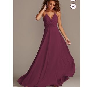David’s Bridal Wine Bridesmaid Dress